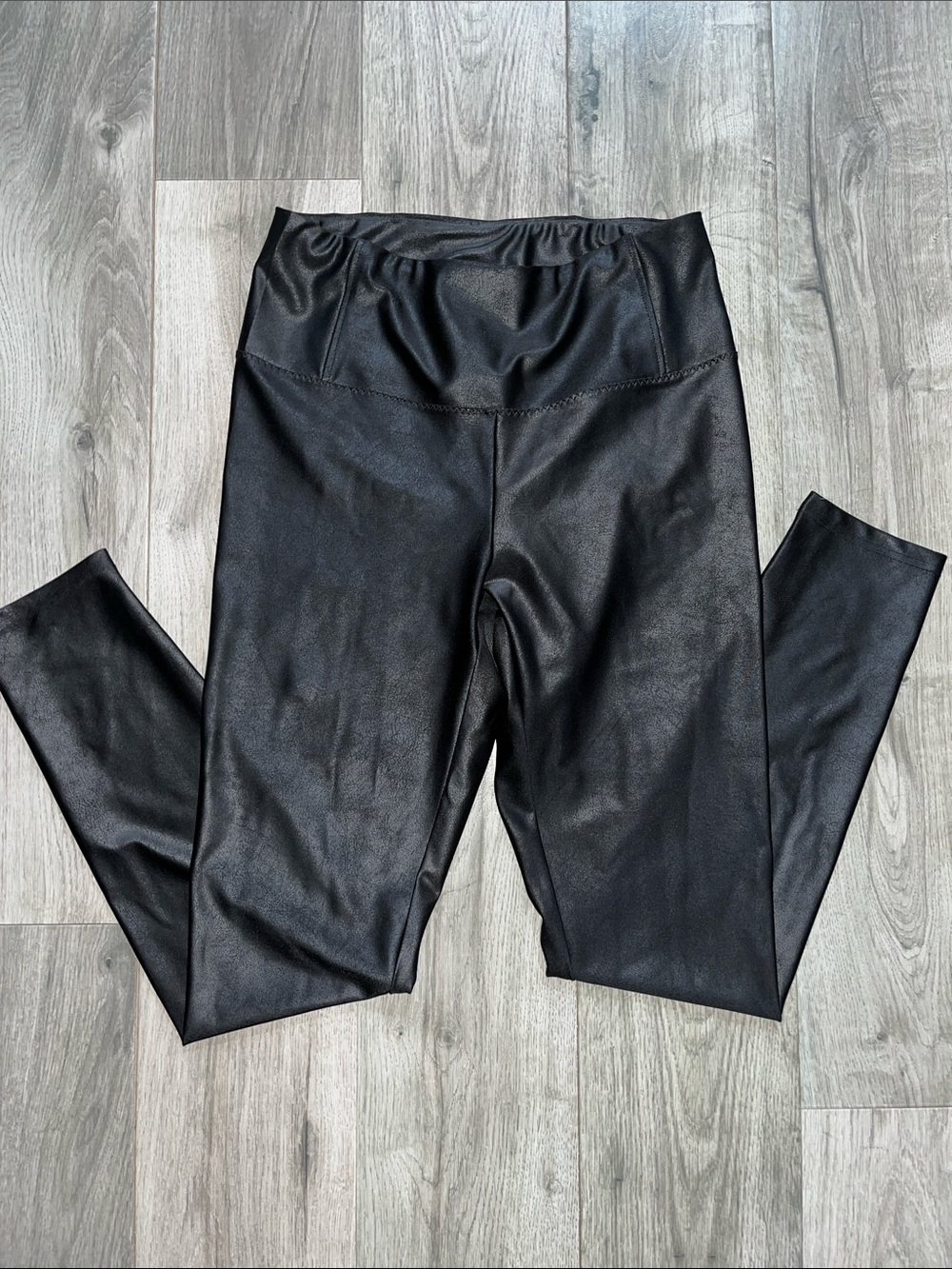 Legging faux Leather Maison d'Amelie High RiseLeggings Size Small Black Stretch